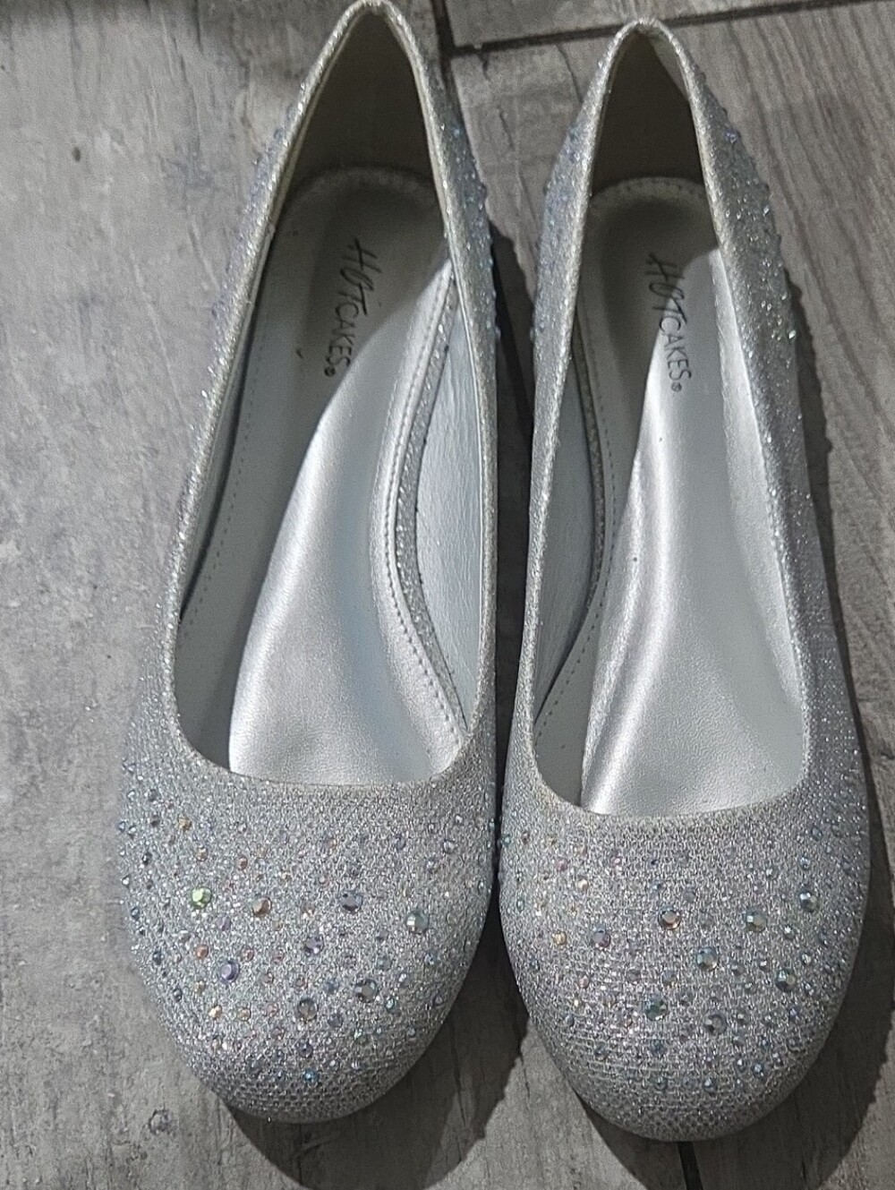 Hot Cakes Silver Glitter Rhinestone Flats